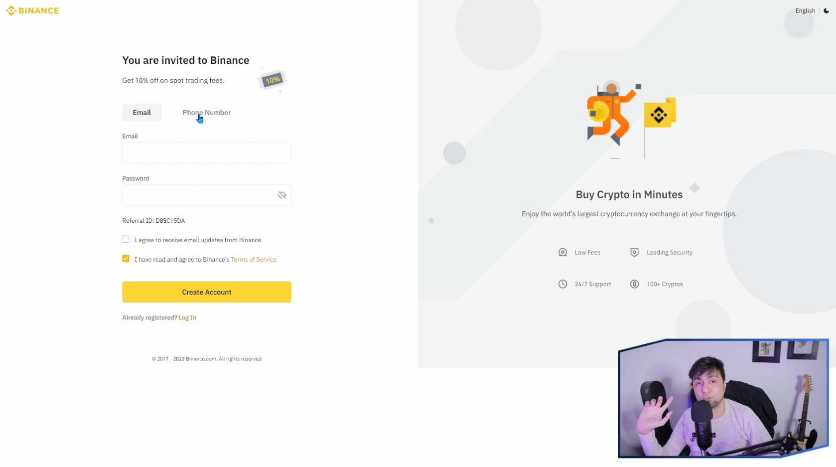 Cómo crear una cuenta en BINANCE en 2022 1 Ingresamos nuestra dirección de correo electrónico y establecemos una contraseña